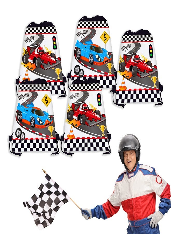 CC HOME 12 Pack Race Car Theme Drawstring Bags - 10.6'' x 13.4'' Gift Candy Treat Favor Bags for Kids Girls Boys Birthday Party, Racing Theme Baby Decorations - Image 5